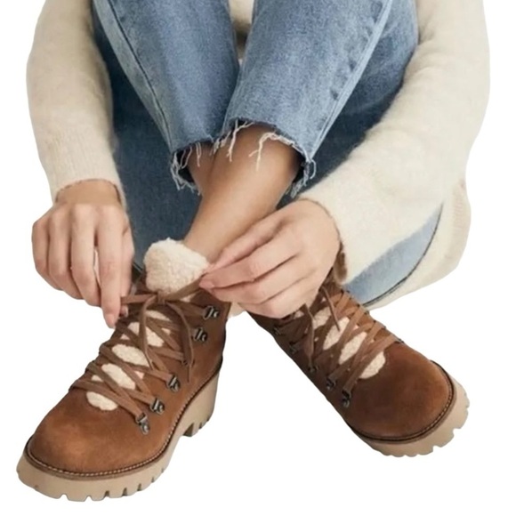 Blondo Shoes - Blondo Devin Camel Suede Waterproof Sherpa Lined Casual Hiking Boots Womens 8